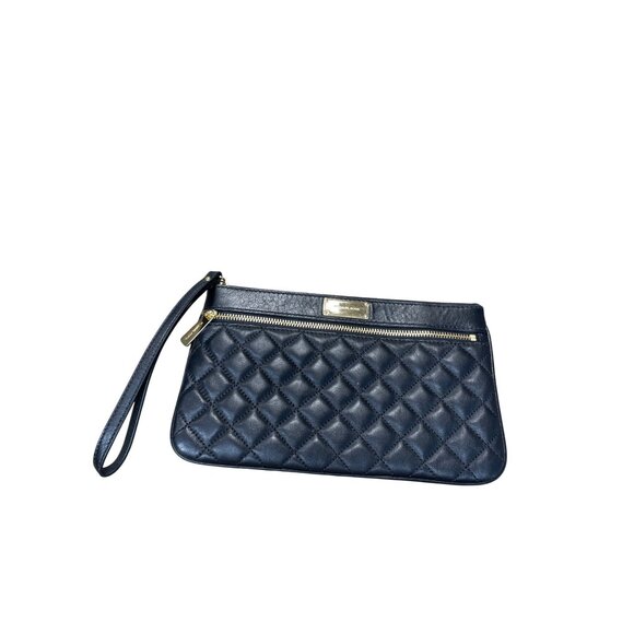 Michael Kors womans Black Quilted Leather Wristlet Clutch Hand Bag SKU 9225 - Picture 1 of 14